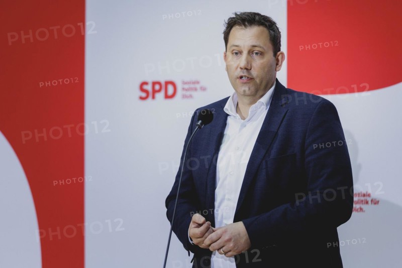 Lars Klingbeil, SPD party chairman, speaks to the press at the kick-off meeting of the SPD party executive at the Willy Brandt House in Berlin, 16 March 2024