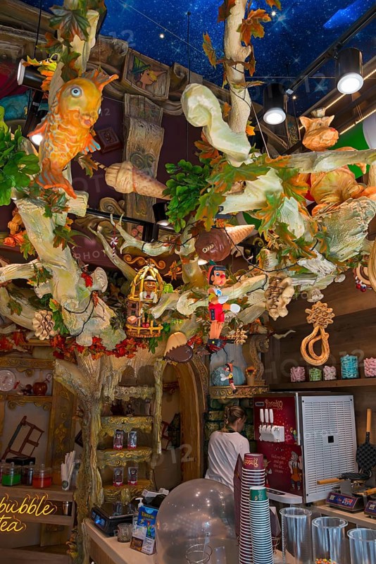 The interior of a shop with lavish, sea-themed decoration, shop with sweets, Pinoccio, Alexandroupoli, Alexandroupolis, Evros, Eastern Macedonia and Thrace, Greece, Europe