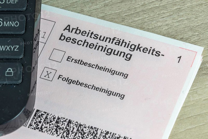 Close-up of a certificate of incapacity for work