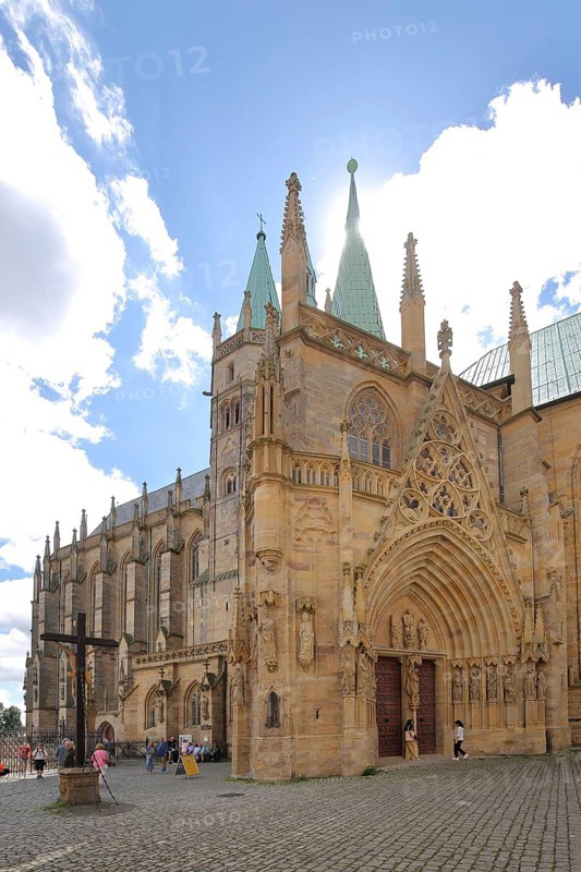 Gothic UNESCO DOM and virgin portal with tympanum, church portal with fittings and decorations, St Mary's Church, Erfurt Cathedral, Cathedral Square, Erfurt, Thuringia, Germany, Europe