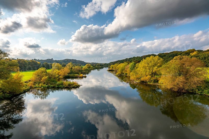 The Ruhr near Bochum-Stiepel, right and Hattingen-Blankenstein, North Rhine-Westphalia, Germany, Europe