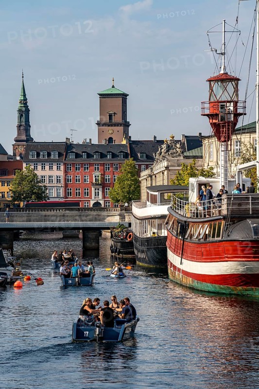 Frederiksholms Canal, former lightship Fyrskib No. XI, today catering, event location, Copenhagen, Denmark, Europe