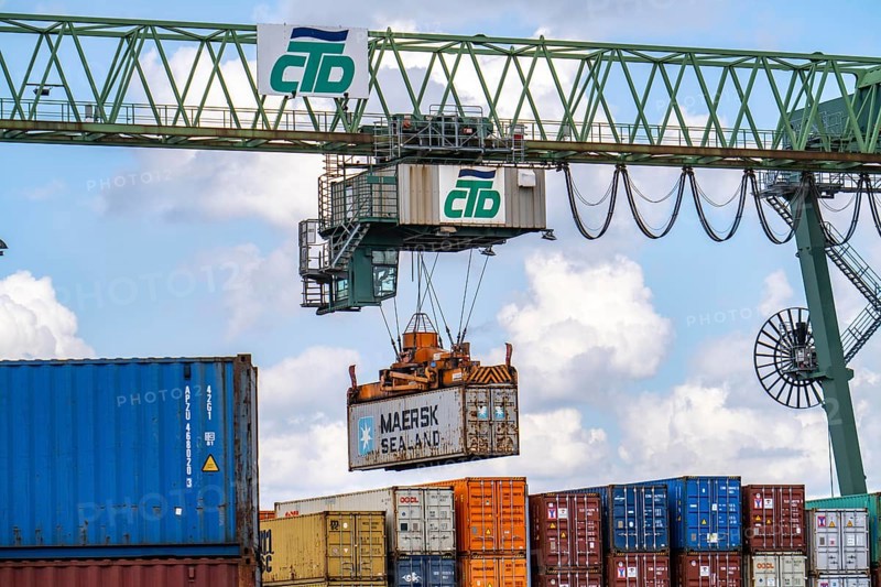 Port of Dortmund, Container Terminal Dortmund CTD, trimodal terminal, transport by rail, road and waterway, Dortmund-Ems Canal, North Rhine-Westphalia, Germany, Europe
