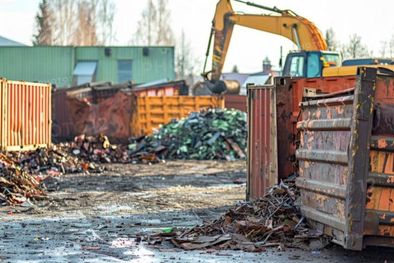 A scrap yard, recycling plant for metal utilisation, AI generated, AI generated, AI generated