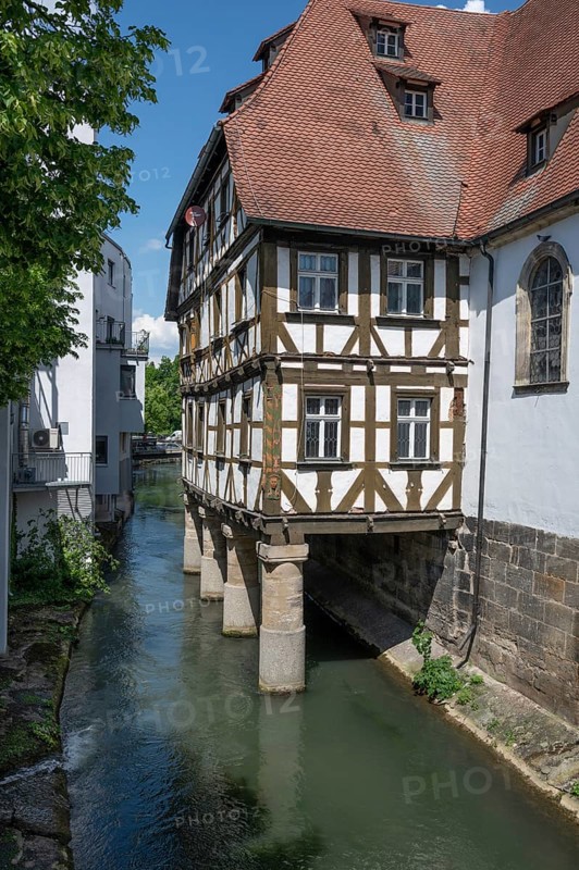 Historic St Catherine's Hospital on the Wiesent, built in 1611, Forchheim, Upper Franconia, Bavaria, Germany, Europe