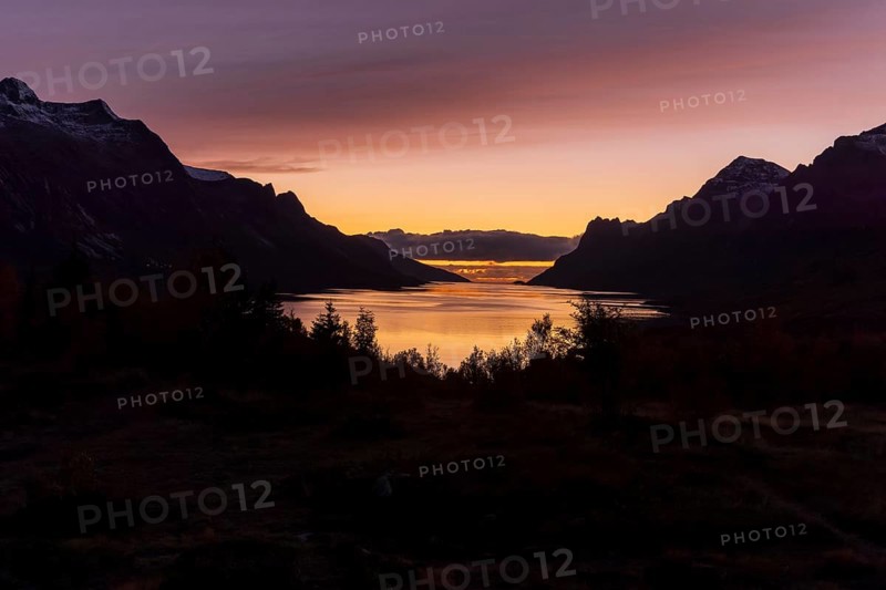 Sunset at the Ersfjord near Tromso, September 2024, Norway, Europe