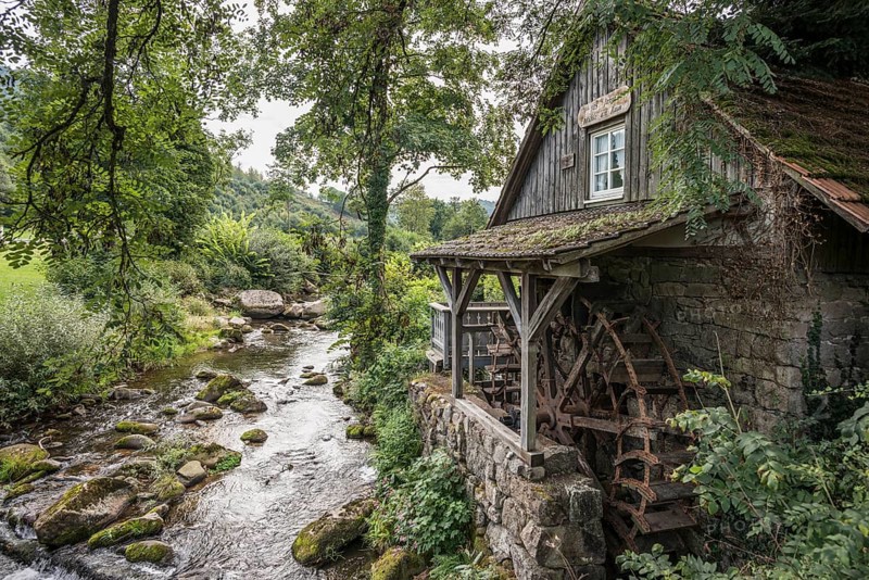 Historic mill, Mühlenweg, Ottenhöfen, Ortenau, Black Forest, Baden-Württemberg, Germany, Europe