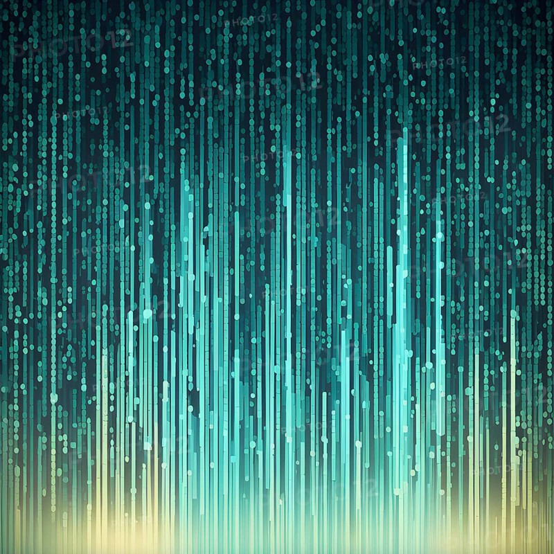 Abstract animation of binary code cascading down like digital rain, representing data insights in monochromatic turquoise hues, AI generated