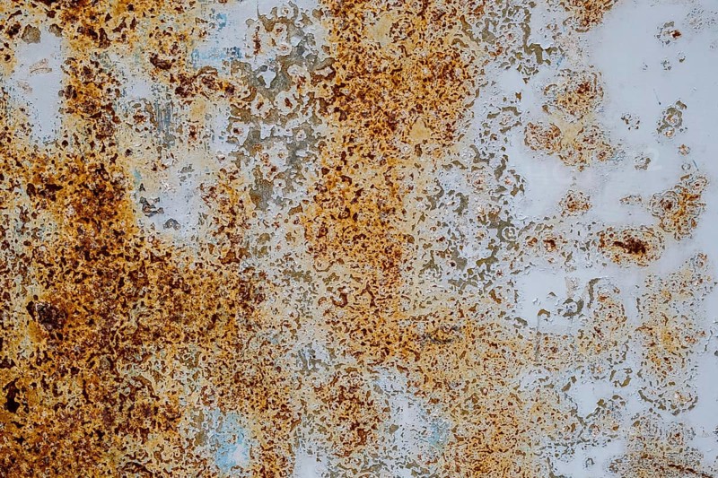 Iron plate with peeling paint and rust, background, texture, Italy, Europe