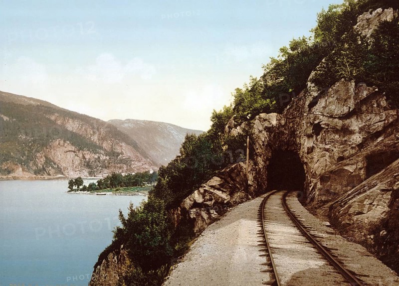 On the Voss railway, Hordaland, Norway, View from 1885, Historical, digitally restored reproduction from a 19th century original, Record date not stated, Europe