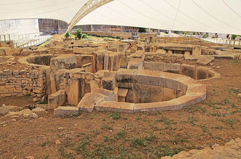 Tarxien neolithic megalithic prehistoric temple complex site, Malta, Europe