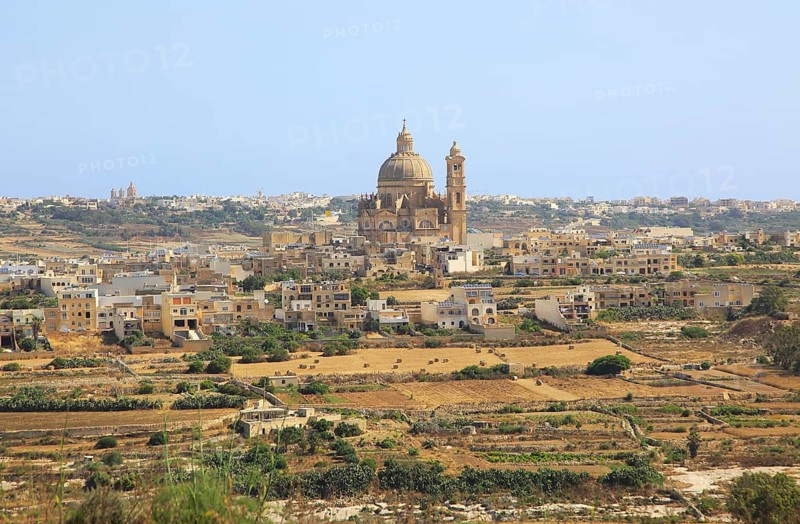 Rotunda domed roof of church of St John the Baptist, village of Xewkija, island of Gozo, Malta, Europe