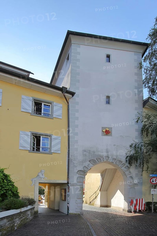 Historic lower town gate built in 1250, town gate, town tower, lower gate, Meersburg, Obersee, Lake Constance, Lake Constance area, Baden-Württemberg, Germany, Europe