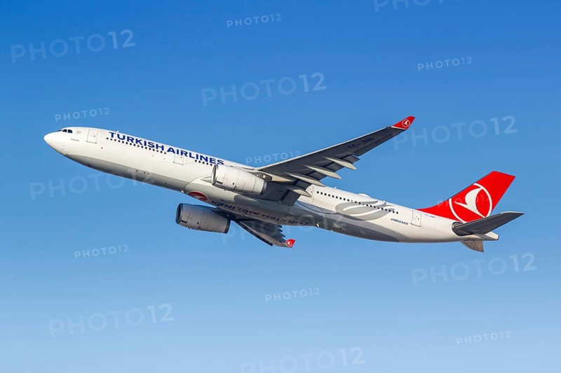 A Turkish Airlines Airbus A330-300 aircraft with the registration TC-JNH at the airport in Dubai, United Arab Emirates, Asia