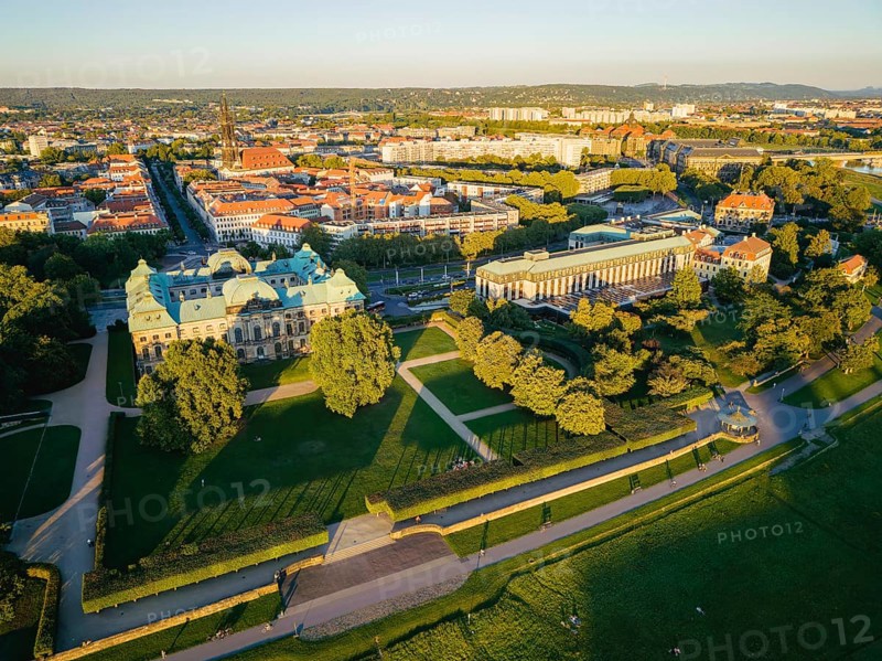 Japanese Palace and Hotel Bellevue from above, Dresden, Saxony, Germany, Europe