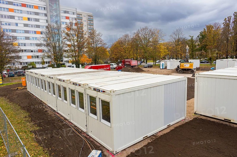Living container for refugees, Dresden, Saxony, Germany, Europe