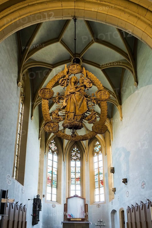 Floating Madonna in the Rosary, by Tilman Riemenschneider, pilgrimage church Maria im Weingarten, Volkach, Mainfranken, Lower Franconia, Franconia, Bavaria, Germany, Europe