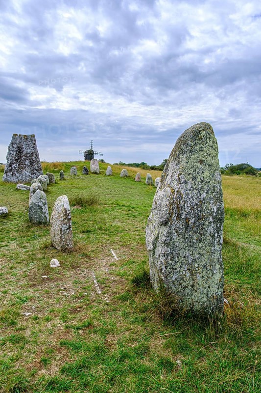 Ship setting at the cemetery of Gettlinge (Gettlinge gravfält), which was used from the Late Bronze Age to the Viking Age, in the south of the island of Öland, Kalmar län, Sweden, Europe