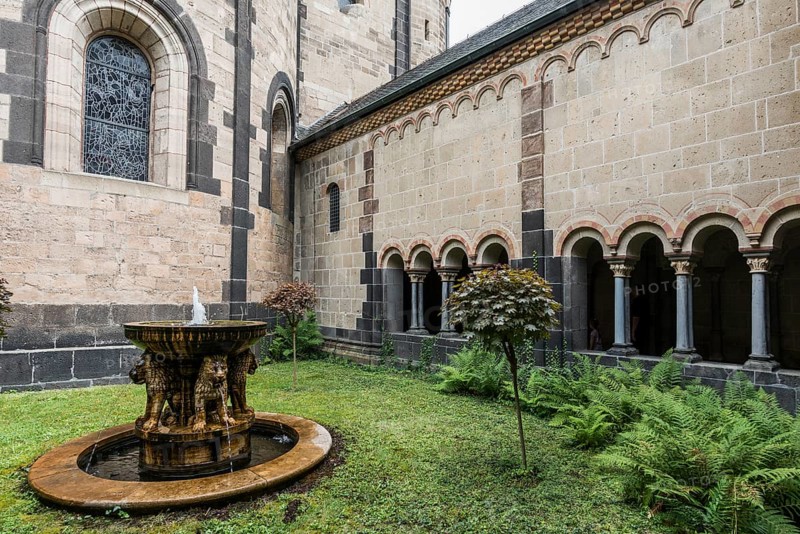 Romanesque monastery church, Benedictine Abbey Maria Laach, Eifel, Rhineland-Palatinate, Germany, Europe