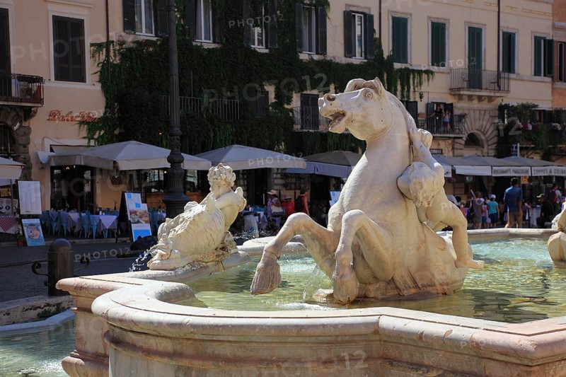 Detail of the Fountain of Neptune, Fontana del Nettuno, Piazza Navona, Parione neighbourhood, Rome, Italy, Europe