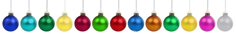 Christmas Christmas baubles Christmas decoration colourful baubles ball banner in a row freestanding in Stuttgart, Germany, Europe