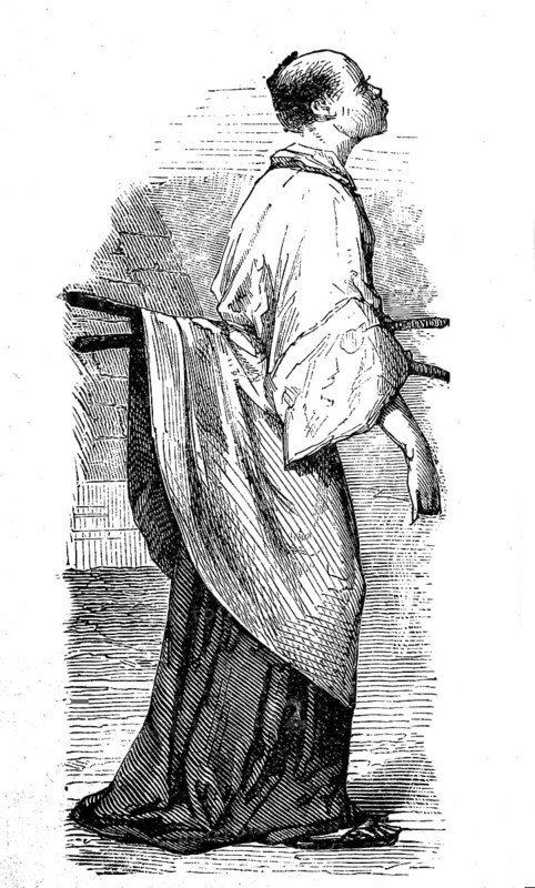 Japan in the late Middle Ages, court master in professional dress, illustration from 1870, historical, digital reproduction of an original from the 19th century