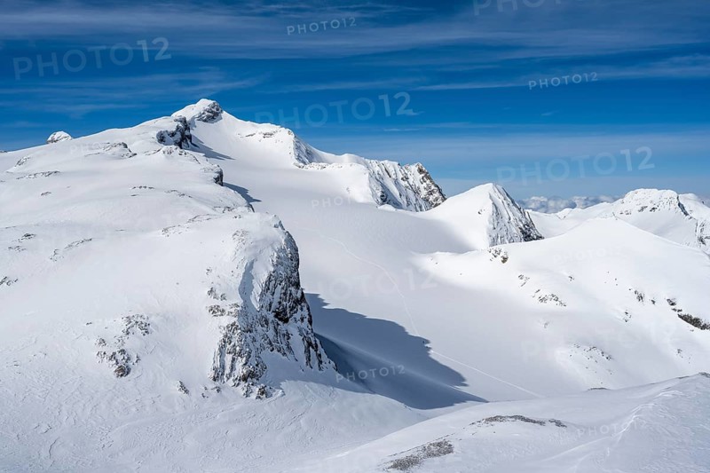 Mountain landscape with snow, summit Wildhorn with Tungel glacier, Bernese Alps, Switzerland, Europe