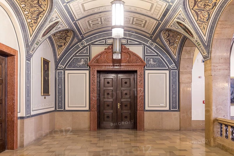 Wandelhalle, interior design of the town hall in Chemnitz, Saxony, Germany, Europe