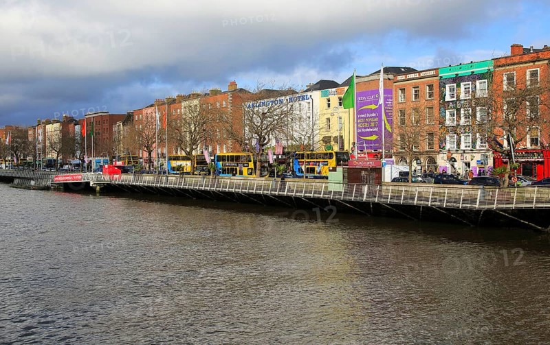 Colourful historic buildings north bank River Liffey city centre, Dublin, Ireland, Irish Republic, Europe