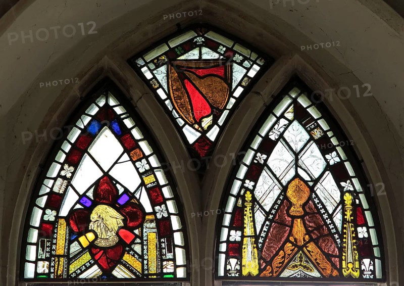 Church of Saints Peter and Paul, Pettistree, Suffolk, England, UK twelfth century stained glass window
