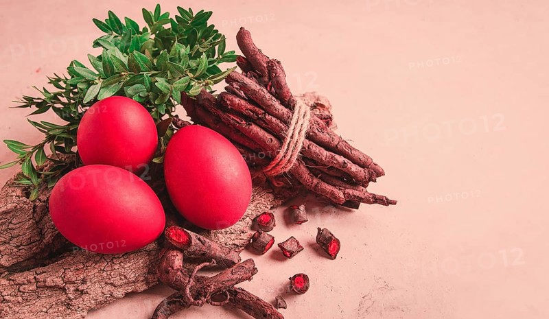 Madder dye, Endro, rhizome for egg coloring, viva magenta color, Easter, Georgia, Asia