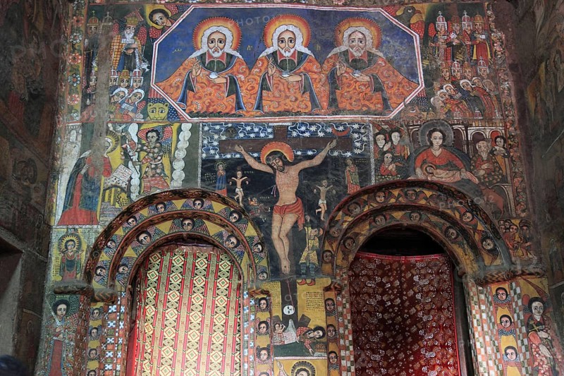 Amhara region, near Gondar, Gonder, mural painting in the church of Debre Berhan Selassie, built in the 17th century, UNESCO, world, heritage, cultural heritage, Ethiopia, Africa