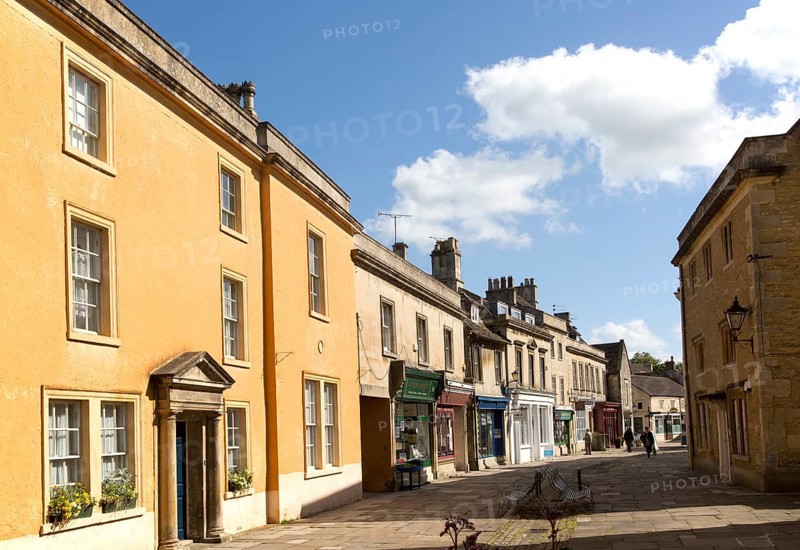 Historic buildings and shops, High Street, Corsham, Wiltshire, England, UK