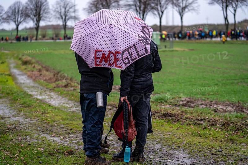 Demonstration against the demolition of the lignite village of Lützerath, from the village of Keyenberg the demonstrators marched to the edge of the Garzweiler open-cast mine and on to the rest of the village of Lützerah, Erkelenz, North Rhine-Westphalia, Germany, Europe
