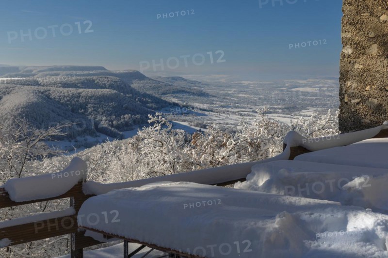 View from the Rossberg in winter, Swabian Alb, Baden-Württemberg, Germany, Swabian Alb, Rossberg, Baden-Württemberg, Germany, Europe