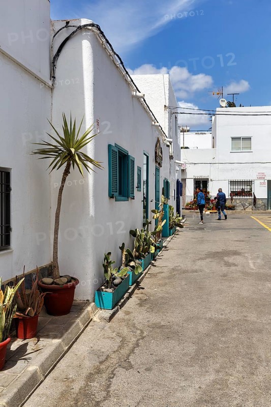 Alley with typical whitewashed houses, Las Negras, Cabo-de-Gata-Nijar, Cabo de Gata, Almeria, Andalusia, Spain, Europe