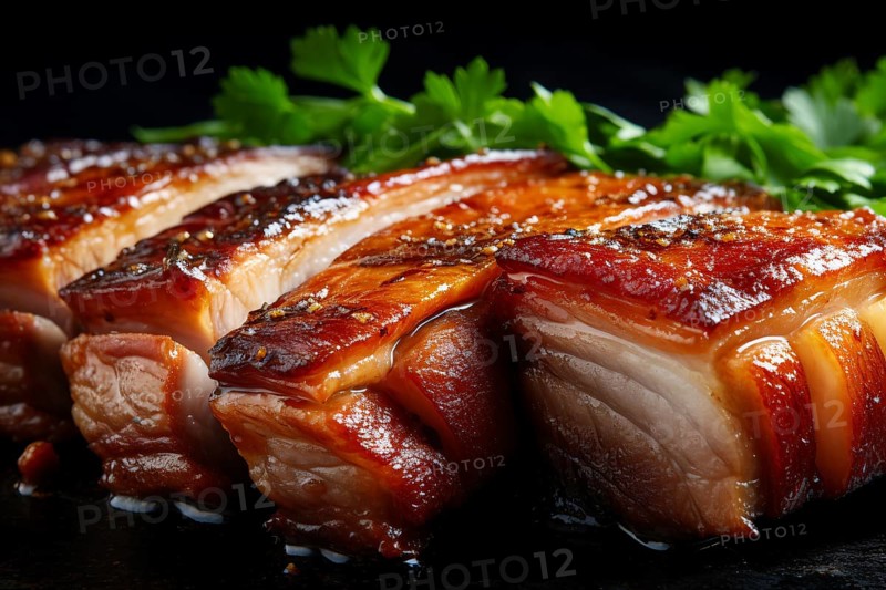 Juicy pork belly meat. KI generiert, generiert, AI generated