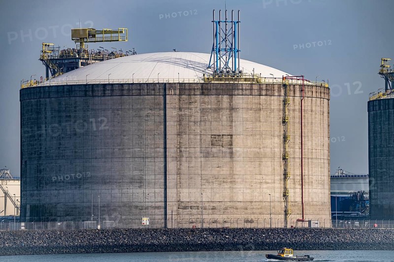 LNG import terminal Tanks for liquefied natural gas in the seaport of Rotterdam, Maasvlakte, Rotterdam Netherlands