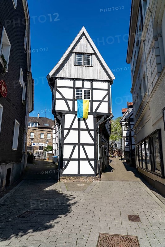 The old town centre of Hattingen, the iron house, Haldenstraße, half-timbered houses, North Rhine-Westphalia, Germany, Europe