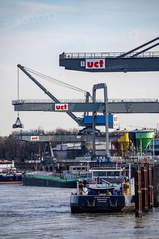 Uct Umschlag Container Terminal, harbour in Dormagen, on the Rhine, North Rhine-Westphalia, Germany, Europe