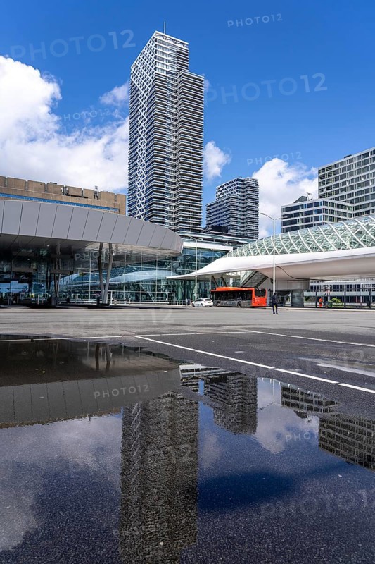 Bus station, public transport connection at The Hague Central Station, Centraal Station, underground station, metro, overground, local transport, city centre, Netherlands