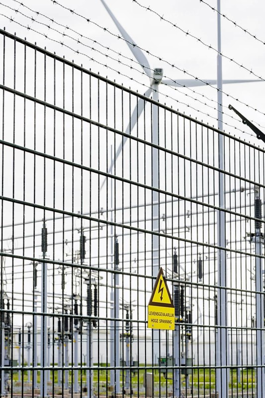 Tennet transformer station for energy transport in Eemshaven, 17/05/2024. Wind power to electricity