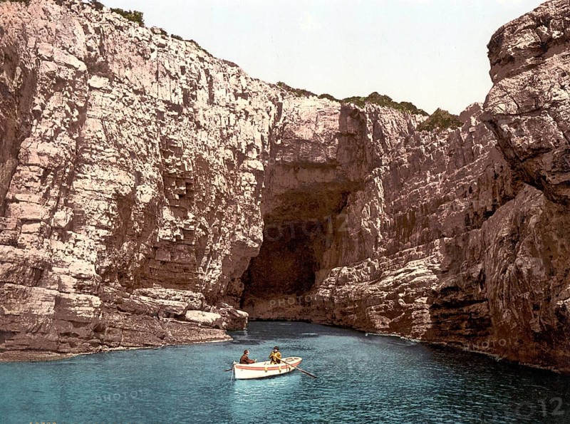 The Lacroma Cave, Ragusa, today Dubrovnik, Dalmatia, today Croatia, c. 1890, Historic, digitally restored reproduction from a 19th century original The Lacroma Cave, today Dubrovnik, Dalmatia, today Croatia, 1890, Historic, digitally restored reproduction from a 19th century original