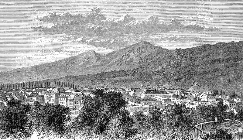 Hotel and brine bath Achselmannstein near Bad Reichenhall in Bavaria, Germany, in 1880, Historical, digital reproduction of an original from the 19th century, Europe