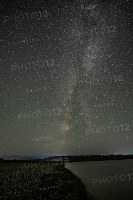 Night shot, Milky Way at Lake Issyk Kul, Kyrgyzstan, Asia