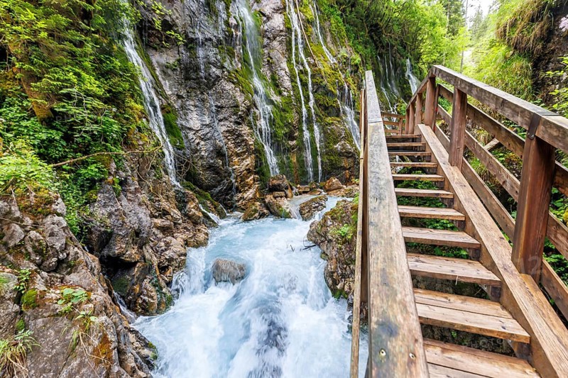 Wimbachklamm gorge in the Bavarian Alps in Ramsau near Berchtesgaden, Germany, Europe