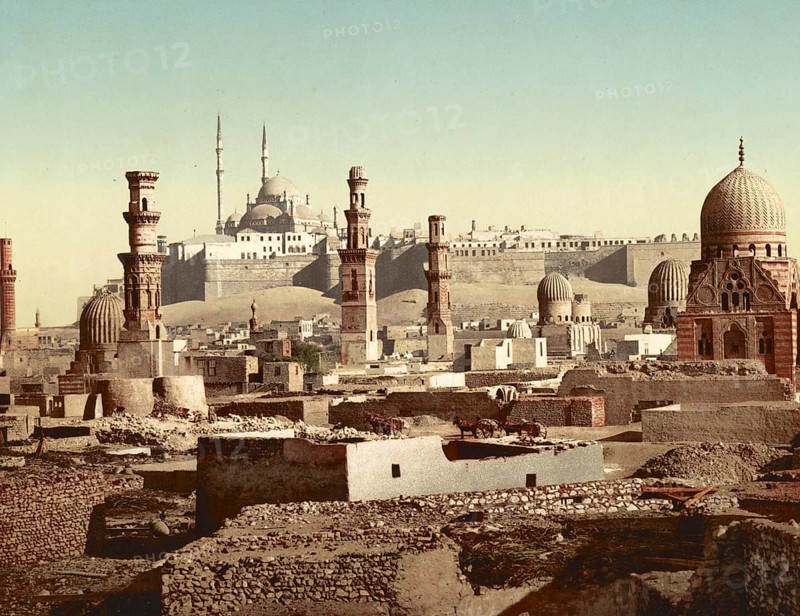Cairo, the tombs of the Mamelukes, Egypt, digitally restored reproduction from a 19th century original, record date not stated, the tombs of the Mamelukes, Egypt, digitally restored reproduction from a 19th century original, record date not stated, Africa