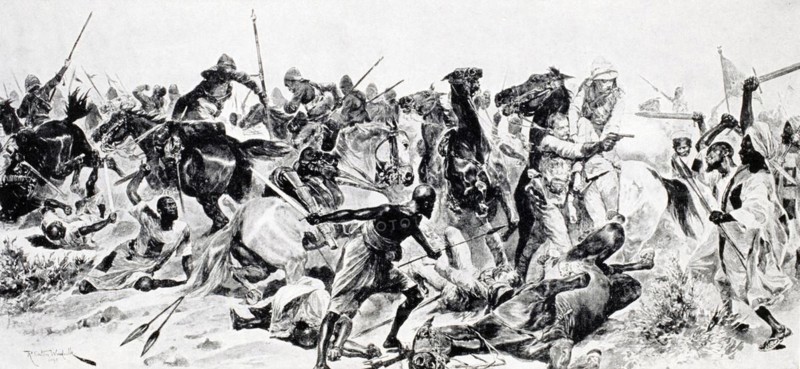 Charge of the 21st Lancers at Omdurman After drawing by R. Caton Woodville in Illustrated London News 24 September 1898 From: A Roving Commission by Winston S. Churchill published by Scribners 1930, Charge of the 21st Lancers at Omdurman After drawing by R. Caton Woodville in Illustrated London News September 24 1898 From A Roving Commission by Winston S. Churchill published by Scribners 1930, Historic, digitally restored reproduction from a 19th century original, Record date not stated