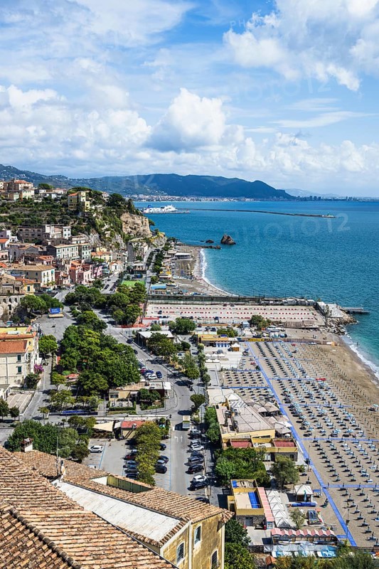 Port in Salerno and Beach in Vietri sul Mare, Amalfi Coast, Salerno, Campania, Italy, Europy, Europe