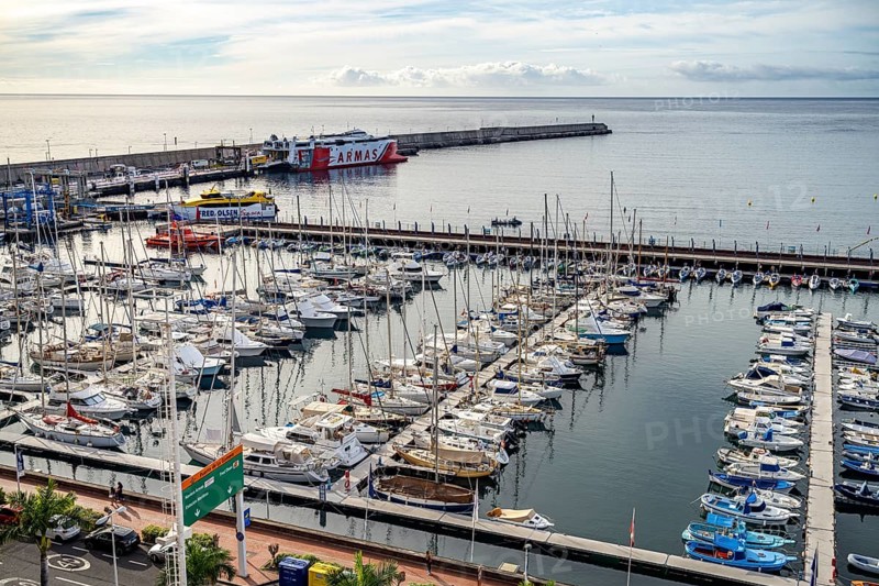 View of the harbour of the island's capital San Sebastian de La Gomera, La Gomera, Canary Islands, Spain, Europe